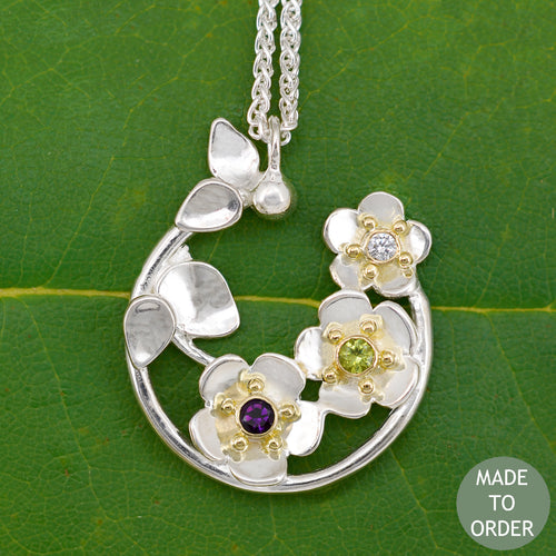 Forget Me Not Necklace w/Custom Birthstones
