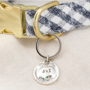 Medallion w/Birthstones, Custom Artisan Dog Jewelry/ Pet ID Tag