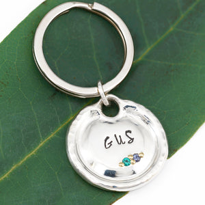 Medallion w/Birthstones, Custom Artisan Dog Jewelry/ Pet ID Tag