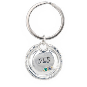 Medallion w/Birthstones, Custom Artisan Dog Jewelry/ Pet ID Tag